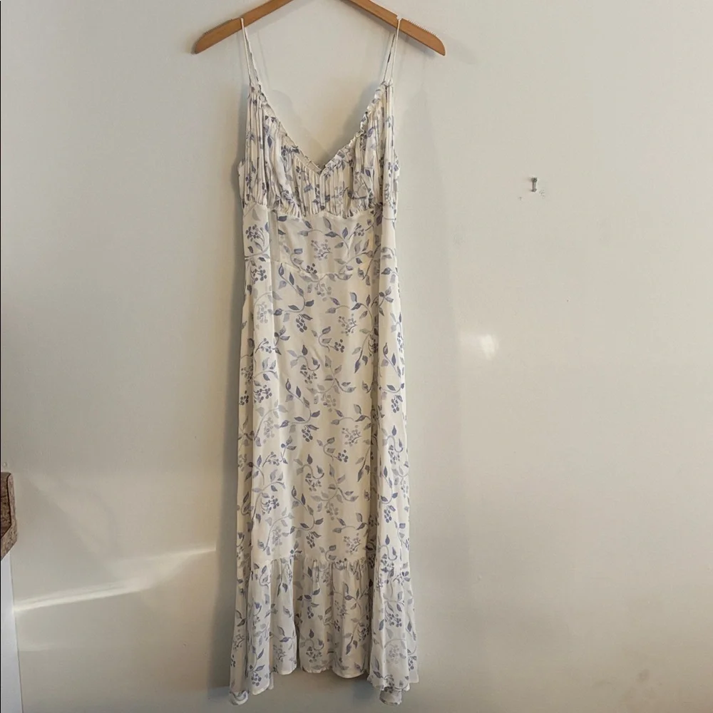 Reformation Embry Midi Dress in Laurel Blue and White Size 10 - Picture 4 of 12